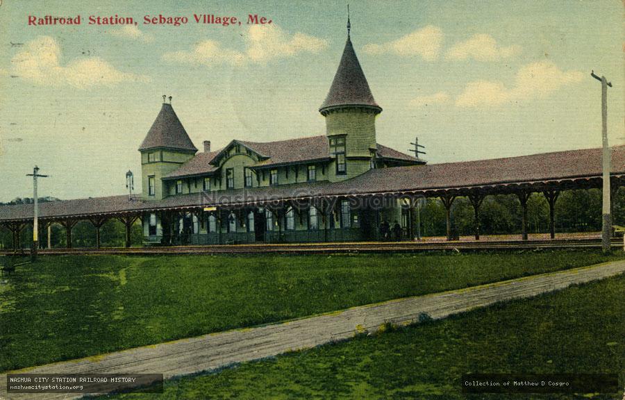 Postcard: Railroad Station, Sebago Village, Maine